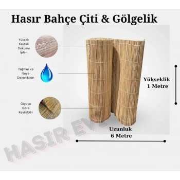 Kamış Hasır 1 Metre x 6 Metre Balkon Çiti Bahçe Çiti Gölgelik