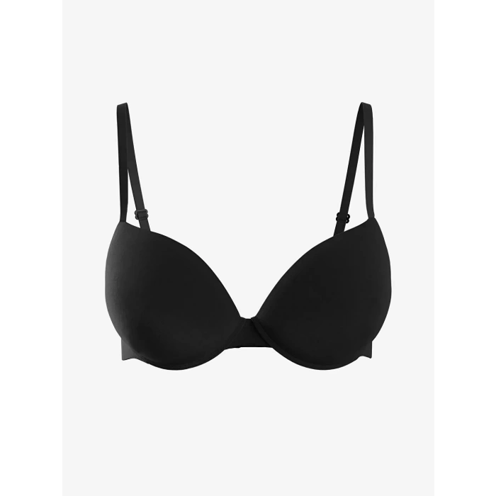 SCM LINGERIE Siyah Balenli Dolgulu Düz Tişört Sütyen