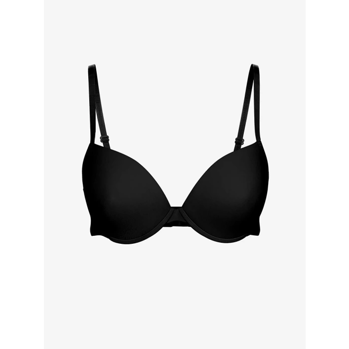 SCM LINGERIE SİYAH VE TEN RENGİ Balenli Dolgusuz Düz Tişört Sütyen 2li Paket