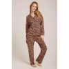 KADIN KAPLAN DESENLİ  DÜĞMELİ PİJAMA TAKIMI