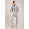 KADIN GRİ KALPLİ KAPŞONLU PİJAMA TAKIMI