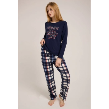 LACİVERT TODAY BASKILI PİJAMA TAKIMI