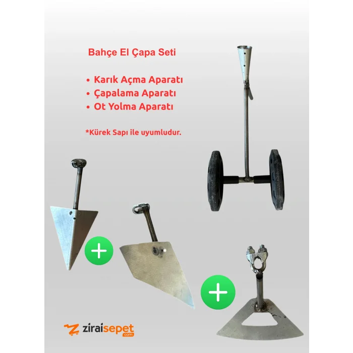 Zirai Sepet Üçlü El Çapa Makinası Çapalama Ot Yolma Ot Kesme Karık Açma Kanal Açma Bahçe Seti