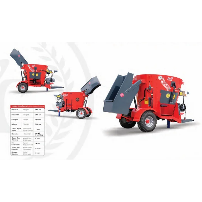 Özyücel 3m³ Çekilir Tip Yem Karma Makinesi