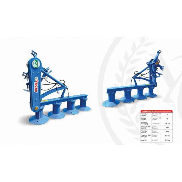 Özyücel 250 CM Pistonlu Tamburlu Çayır Biçme Makinesi
