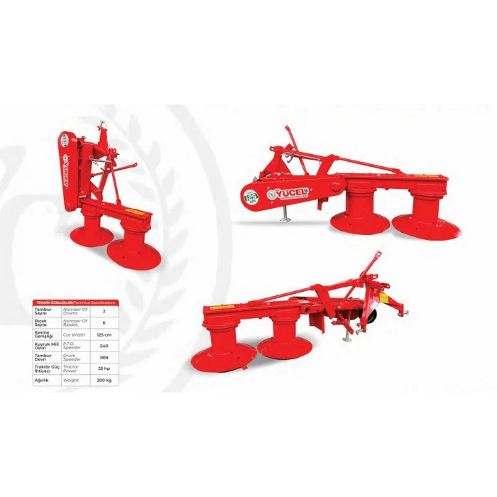 Özyücel 125 CM Tamburlu Çayır Biçme Makinesi