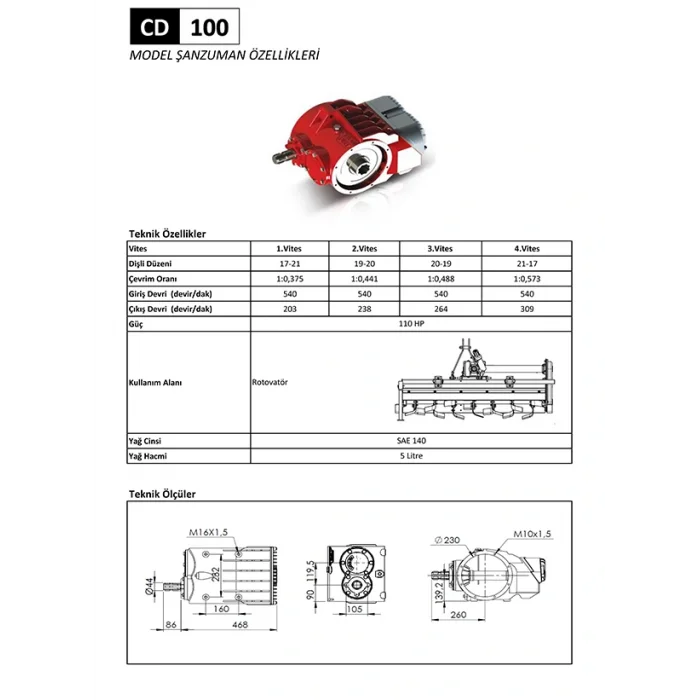 CD 100 Rotovatör Şanzıman