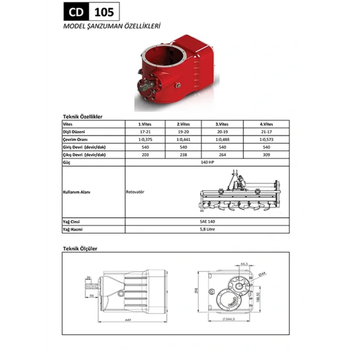 CD 105 Rotovatör Şanzıman