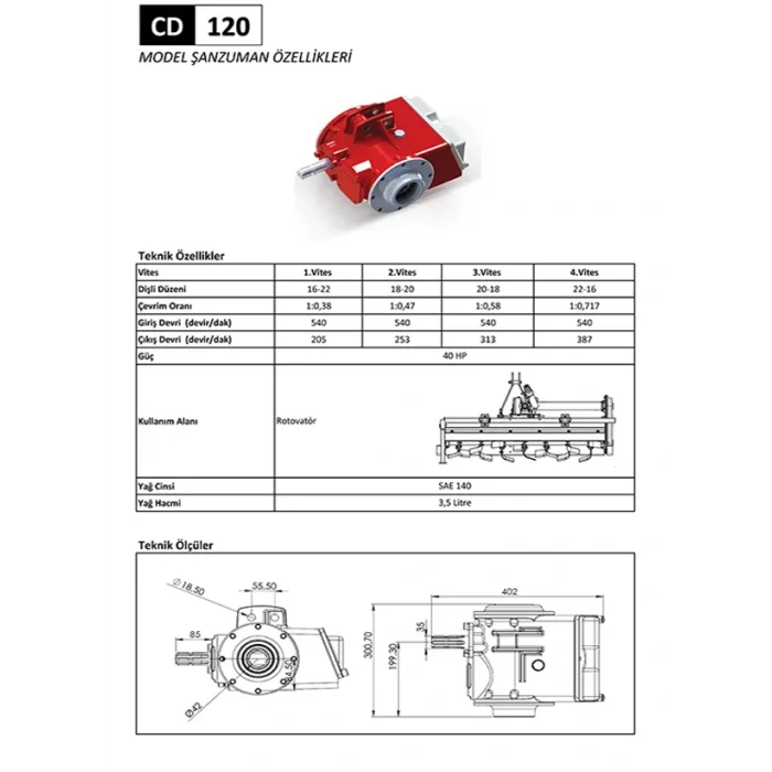 CD 120 Rotovatör Şanzıman