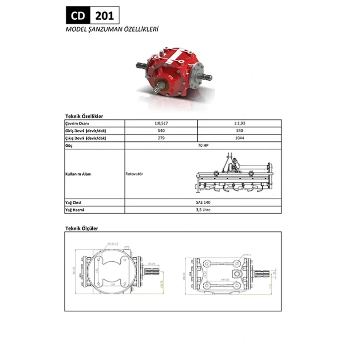 CD 201 Rotovatör Şanzıman