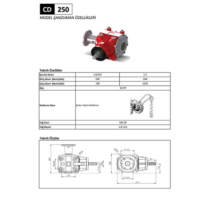 CD 250 Çukur Açma Makinesi Şanzıman