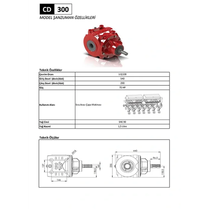CD 300 Sıra Arası Çapa Makinesi Şanzıman