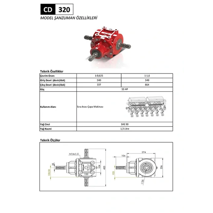 CD 320 Sıra Arası Çapa Makinesi Şanzıman