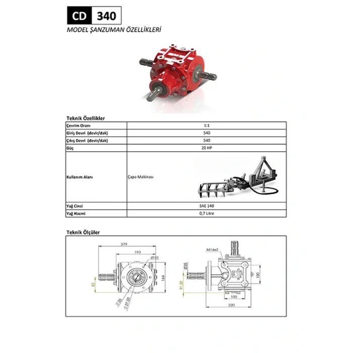CD 340 Çapa Makinesi Şanzıman
