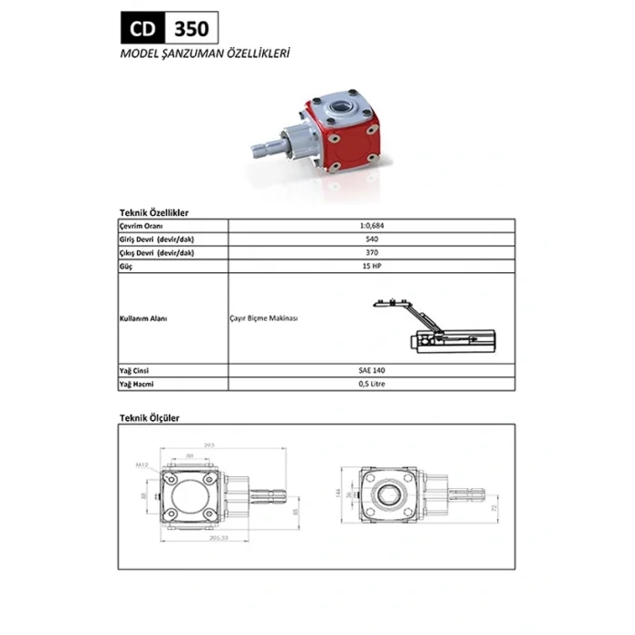 CD 350 Çayır Biçme Makinesi Şanzıman