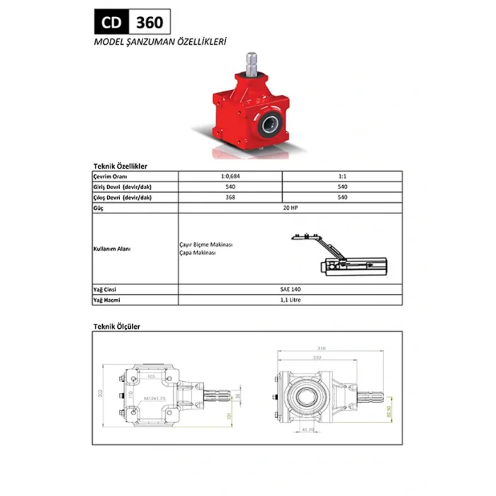 CD 360 Çayır Biçme Makinesi ve Çapa Şanzıman