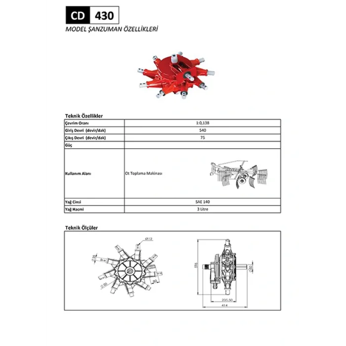 CD 430 Ot Toplama Makinesi Şanzıman