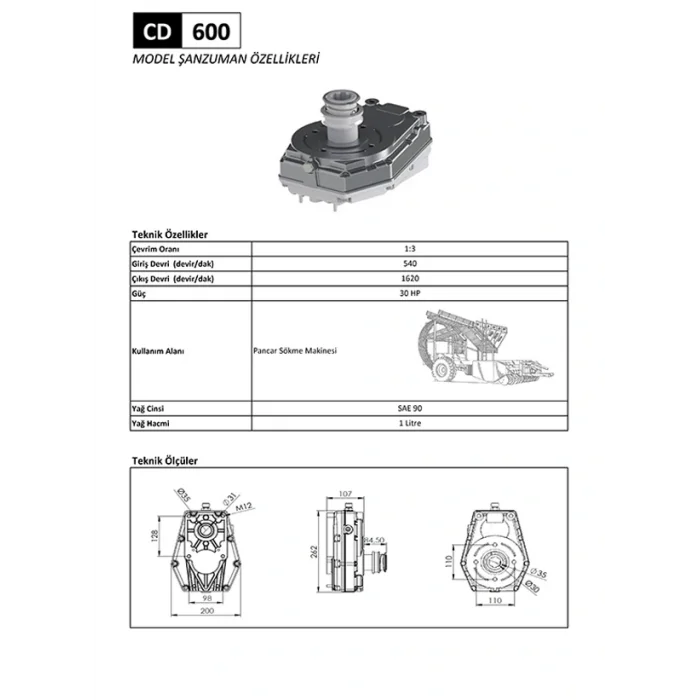 CD 600 Pancar Sökme Makinesi Şanzıman