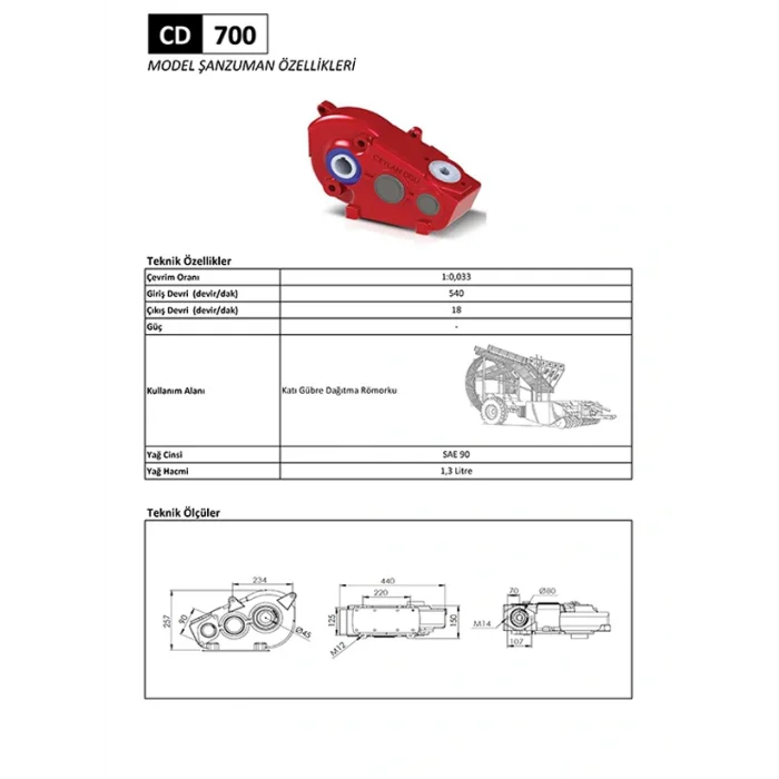 CD 700 Katı Gübre Dağıtma Römorku Şanzıman