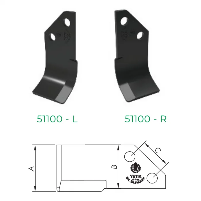 Yetik Ara Çapa Bıçağı - Sönmez - Köylü - Özdöken - Özduman Uyumlu - Sağ ve Sol Takım (48 Adet)