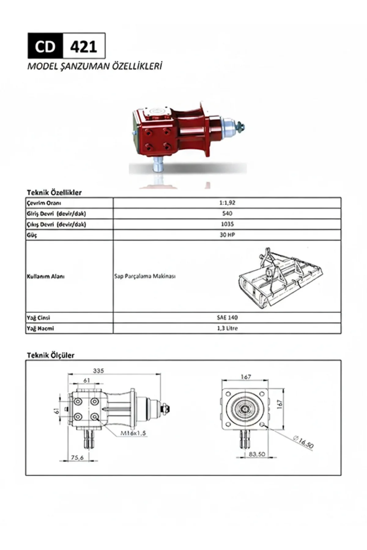 CD 421 Ot Parçalama Büyük Şanzıman