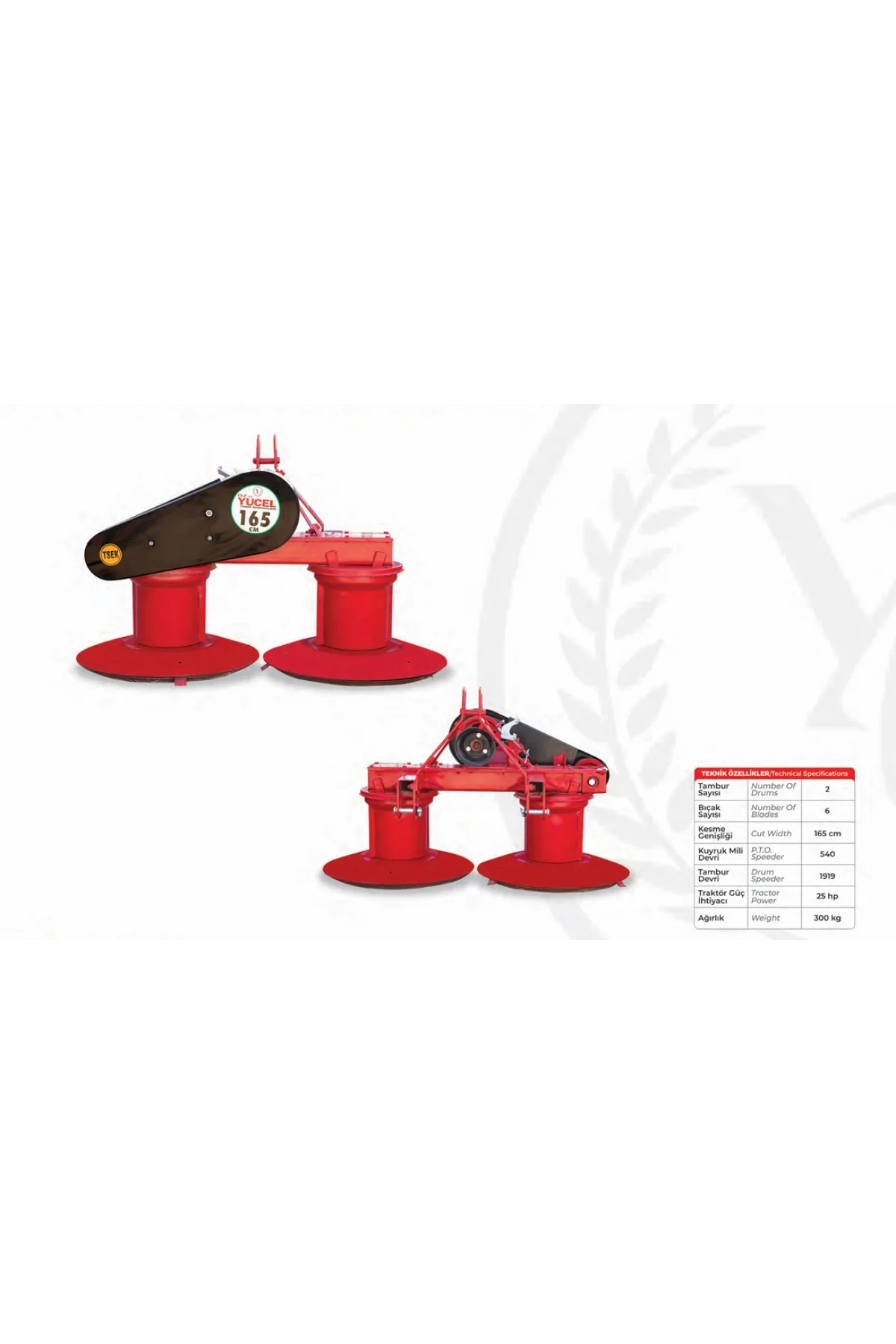 Özyücel 165 CM Bağ Arası Tamburlu Çayır Biçme Makinesi