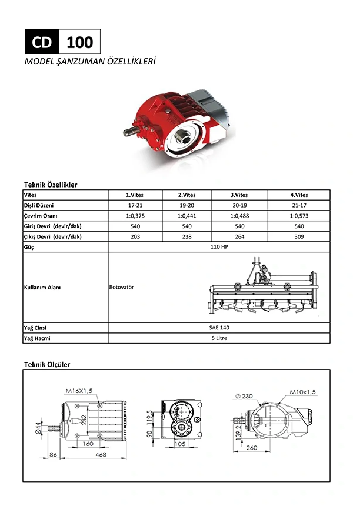 CD 100 Rotovatör Şanzıman