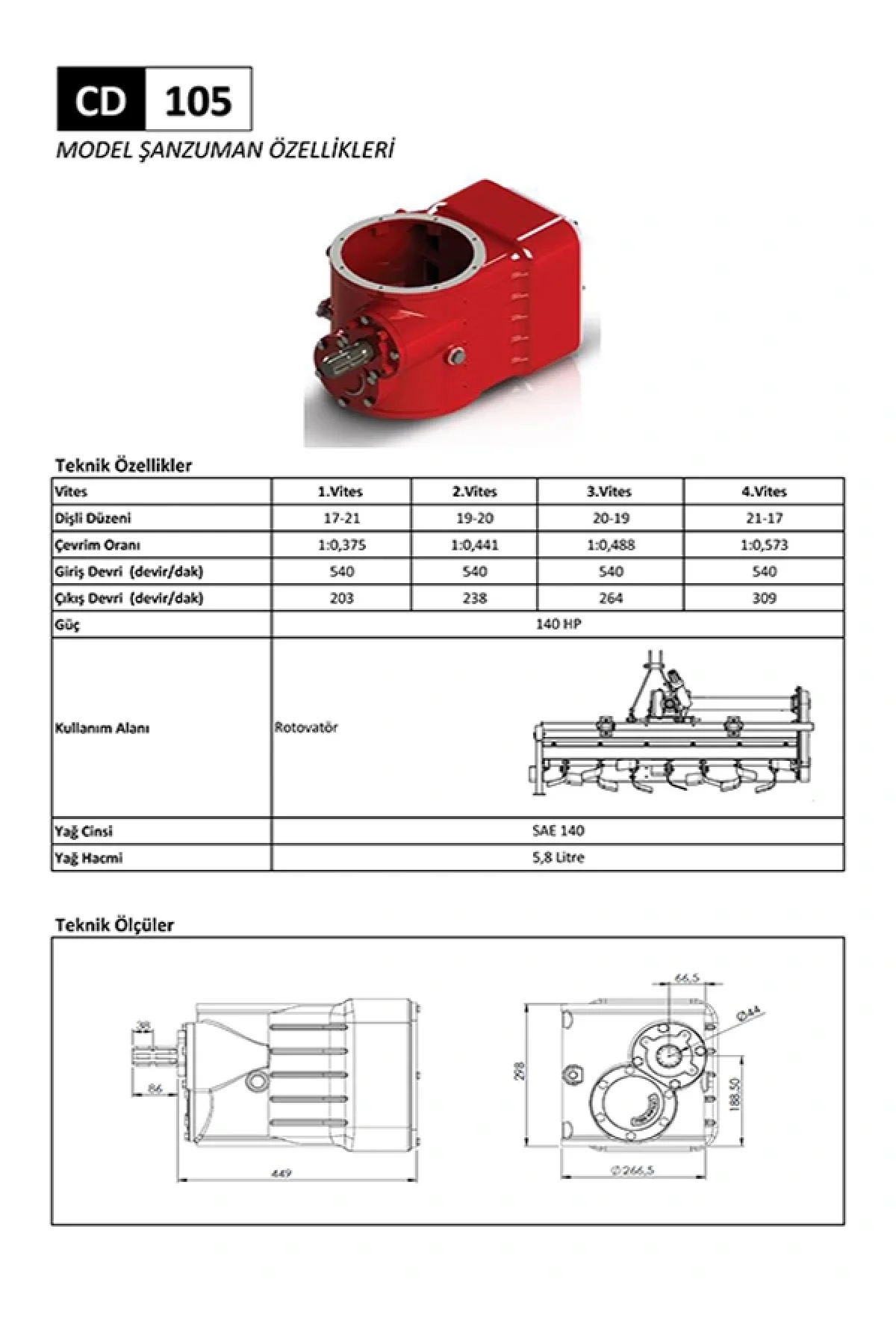 CD 105 Rotovatör Şanzıman