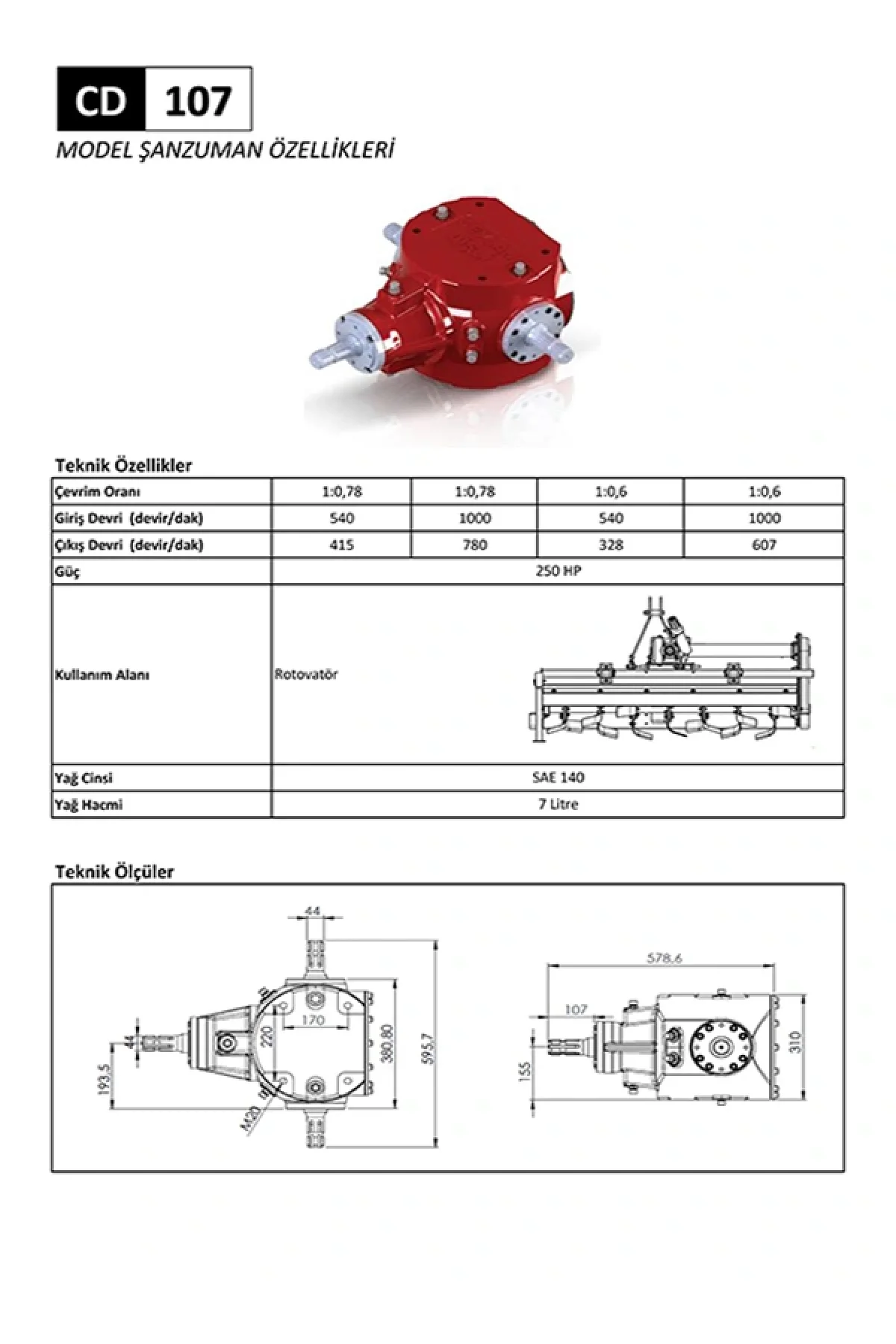 CD 107 Rotovatör Şanzıman
