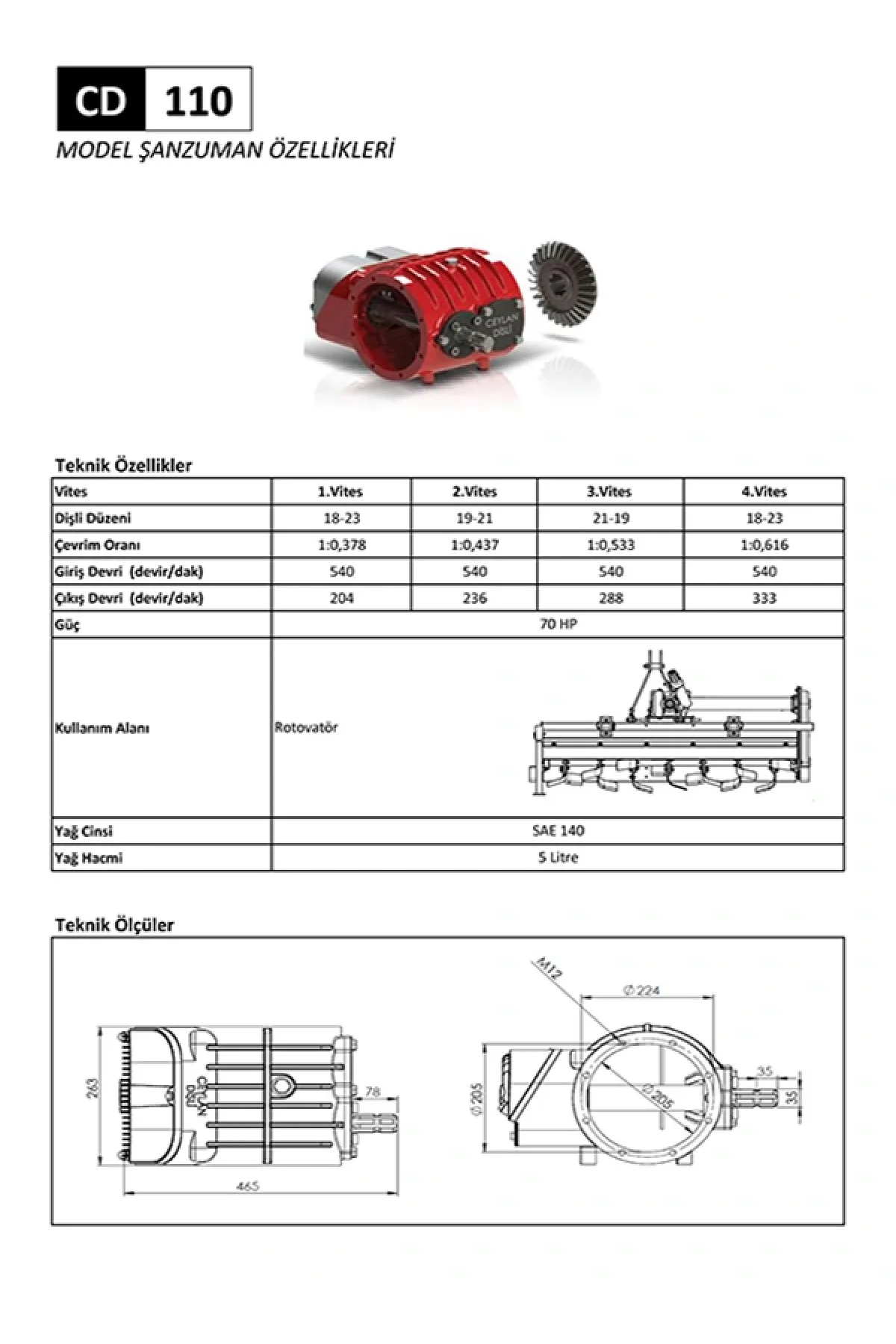 CD 110 Rotovatör Şanzıman