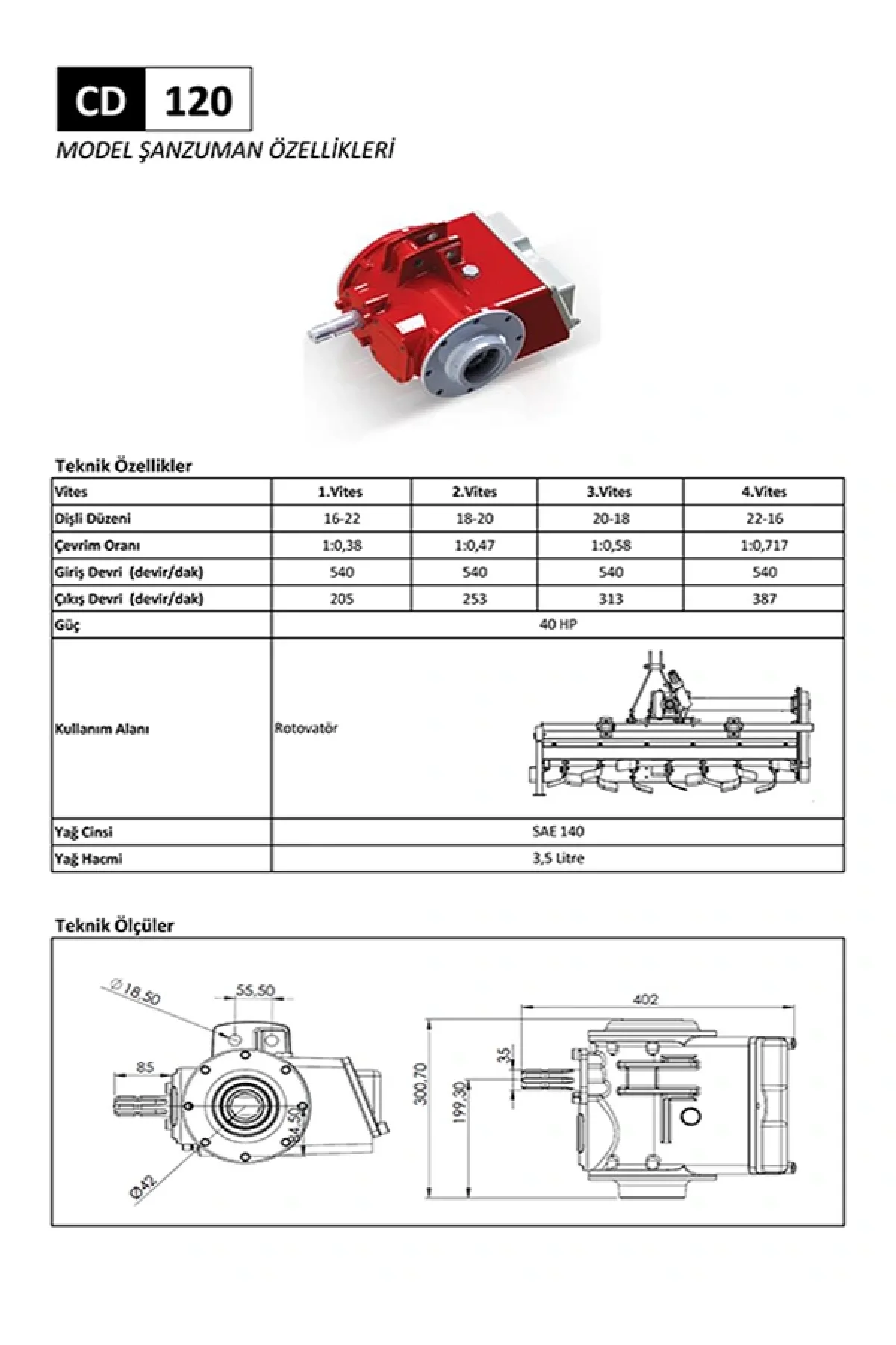 CD 120 Rotovatör Şanzıman