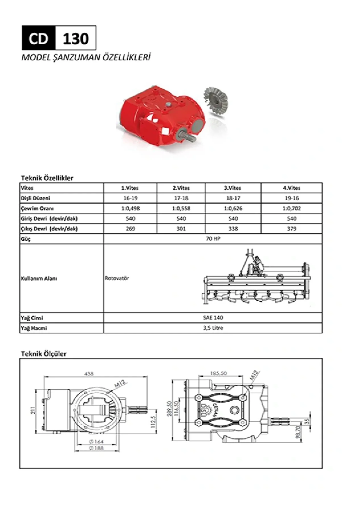 CD 130 Rotovatör Şanzıman