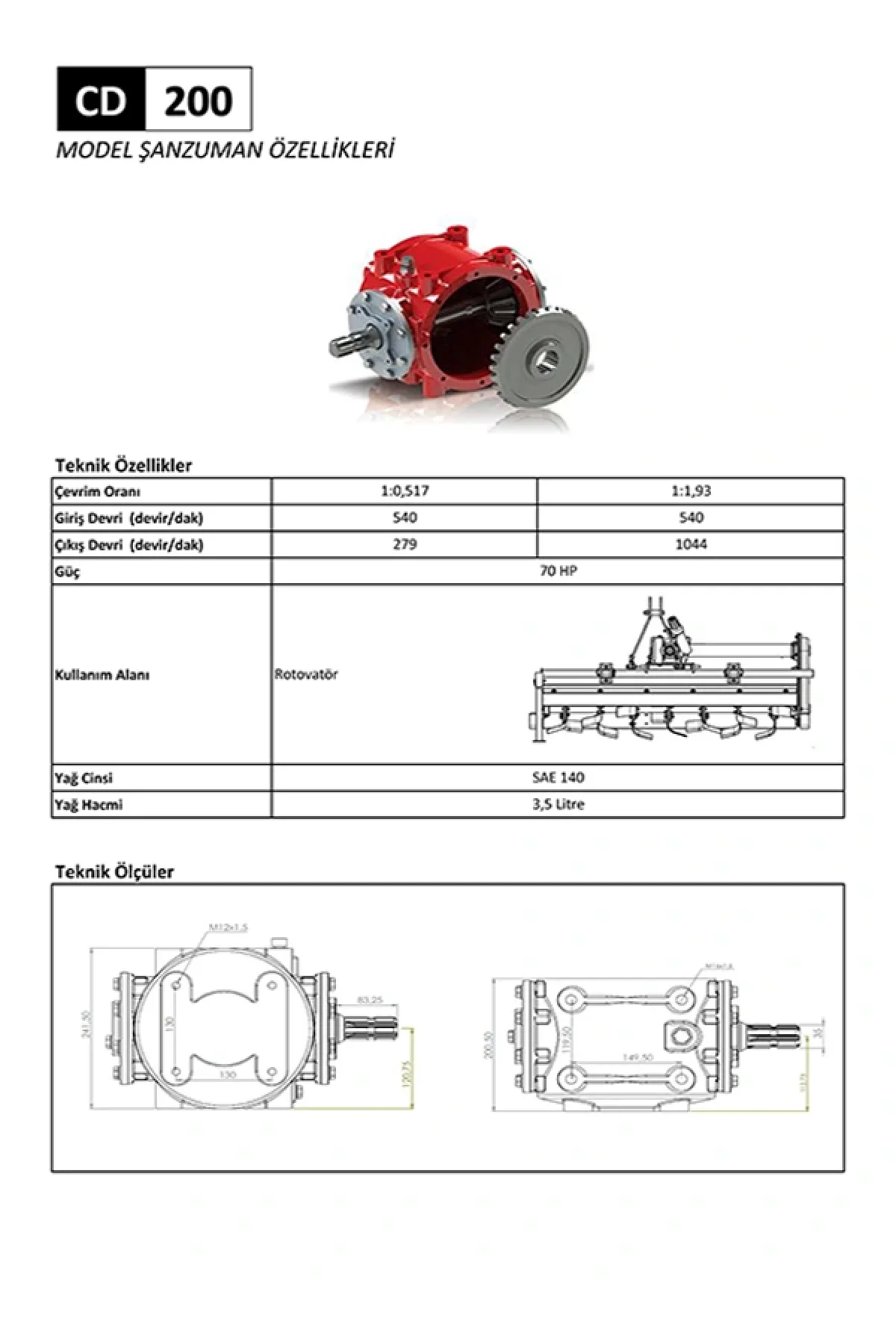 CD 200 Rotovatör Şanzıman