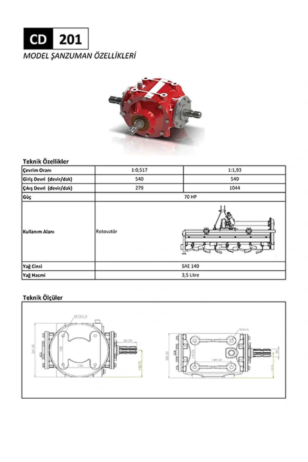CD 201 Rotovatör Şanzıman