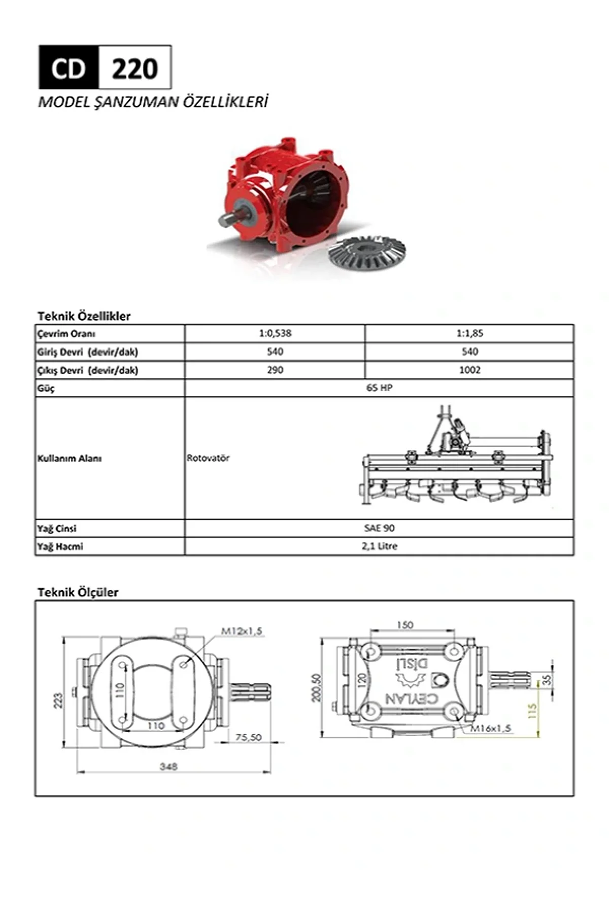 CD 220 Rotovatör Şanzıman