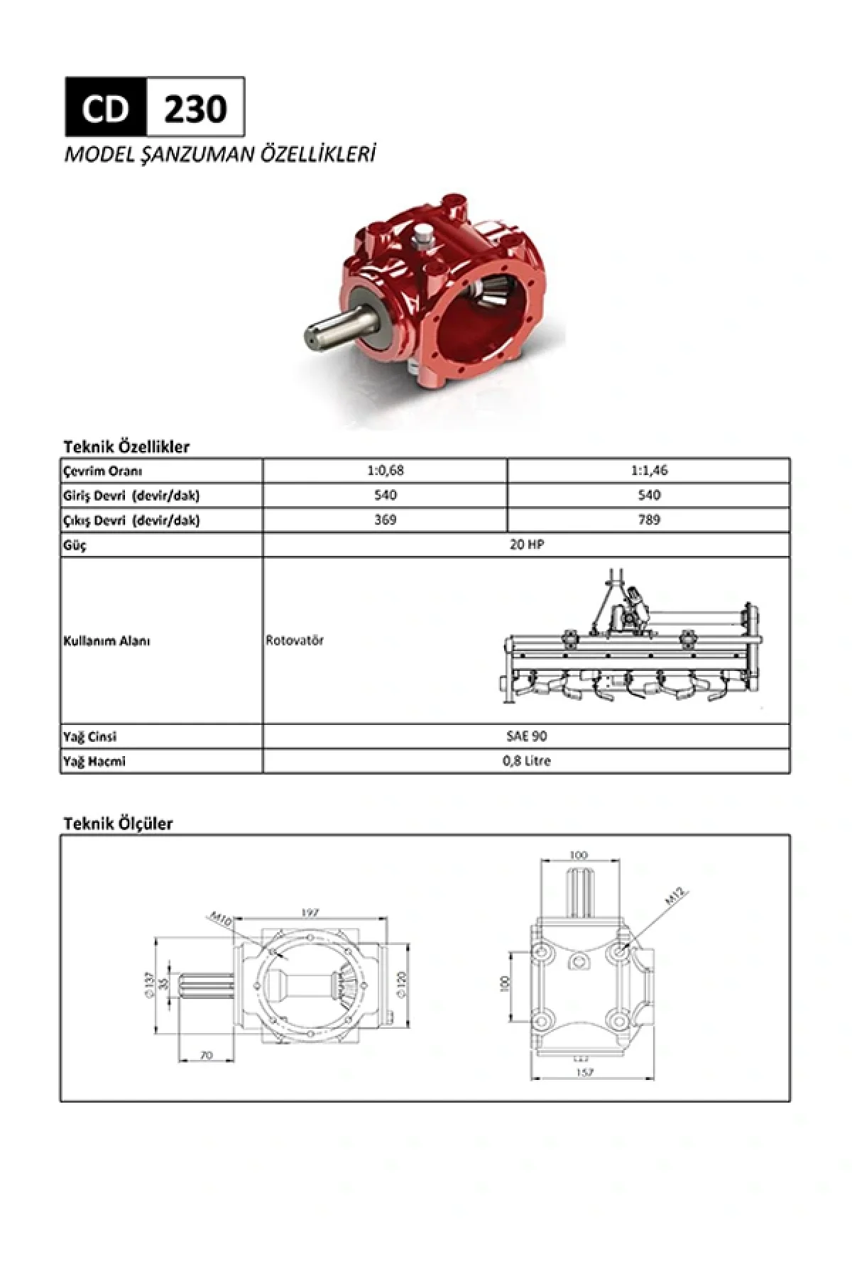 CD 230 Rotovatör Şanzıman