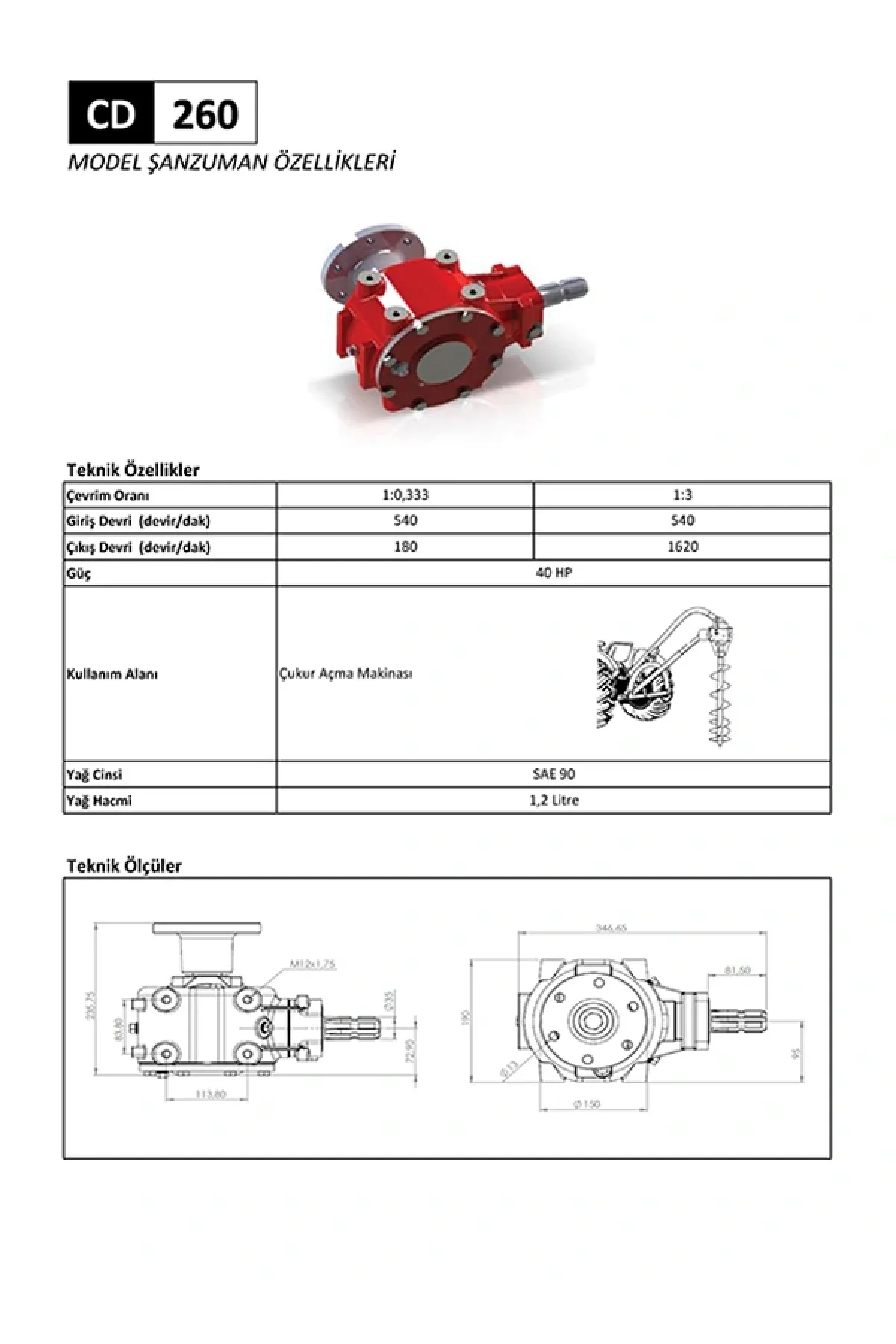 CD 260 Çukur Açma Makinesi Şanzıman