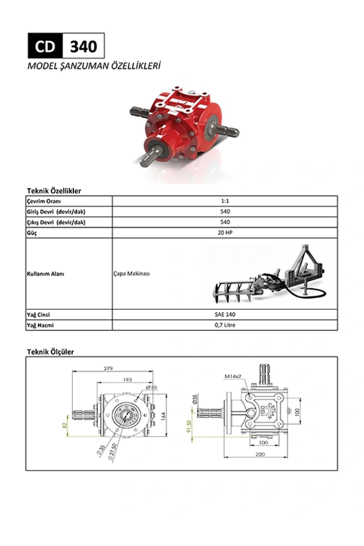 CD 340 Çapa Makinesi Şanzıman