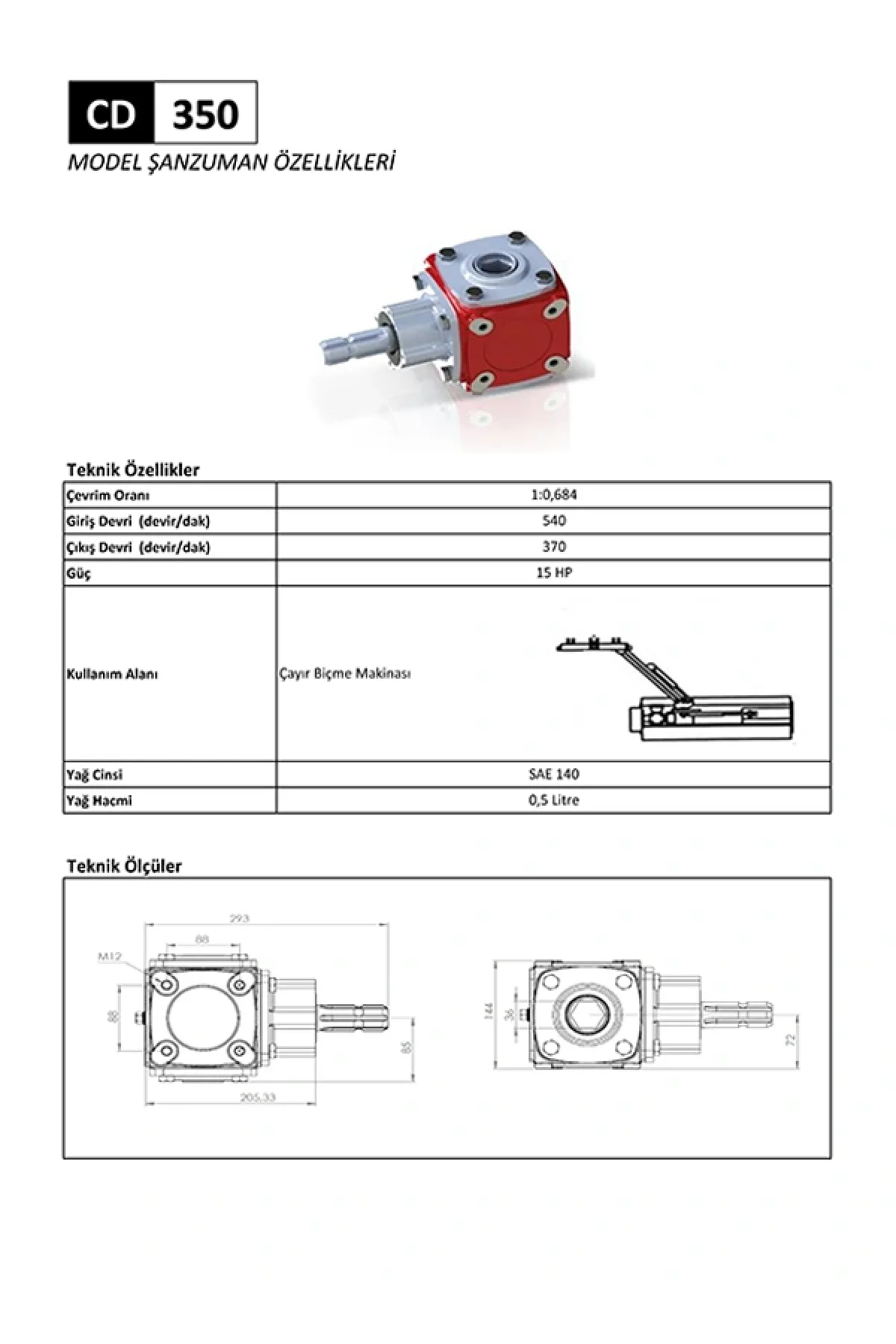 CD 350 Çayır Biçme Makinesi Şanzıman