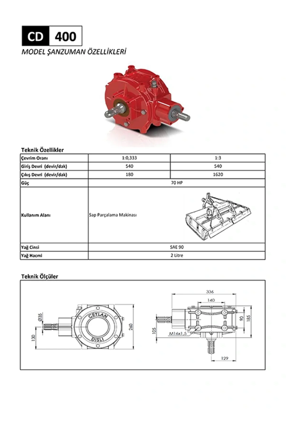 CD 400 Sap Parçalama Makinesi Şanzıman