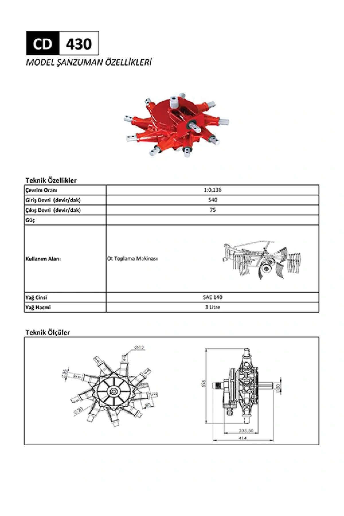 CD 430 Ot Toplama Makinesi Şanzıman