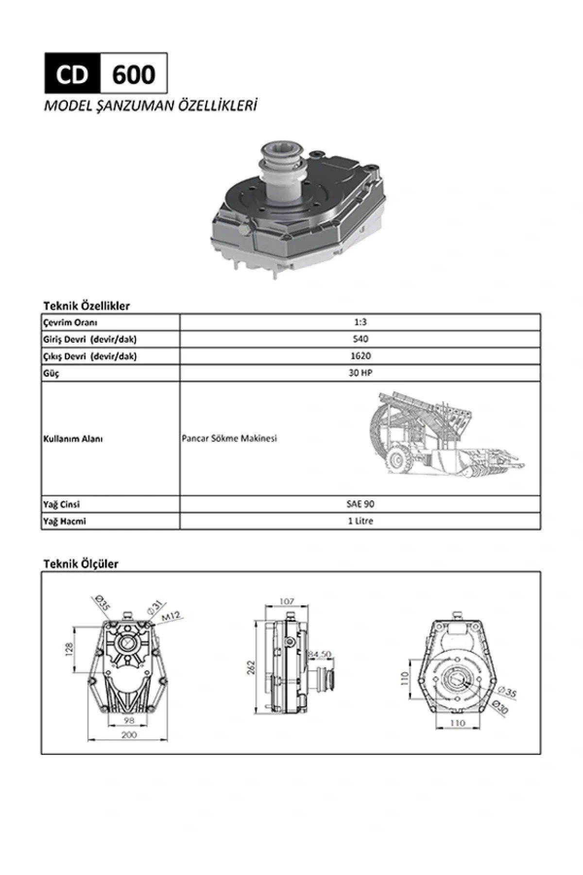 CD 600 Pancar Sökme Makinesi Şanzıman