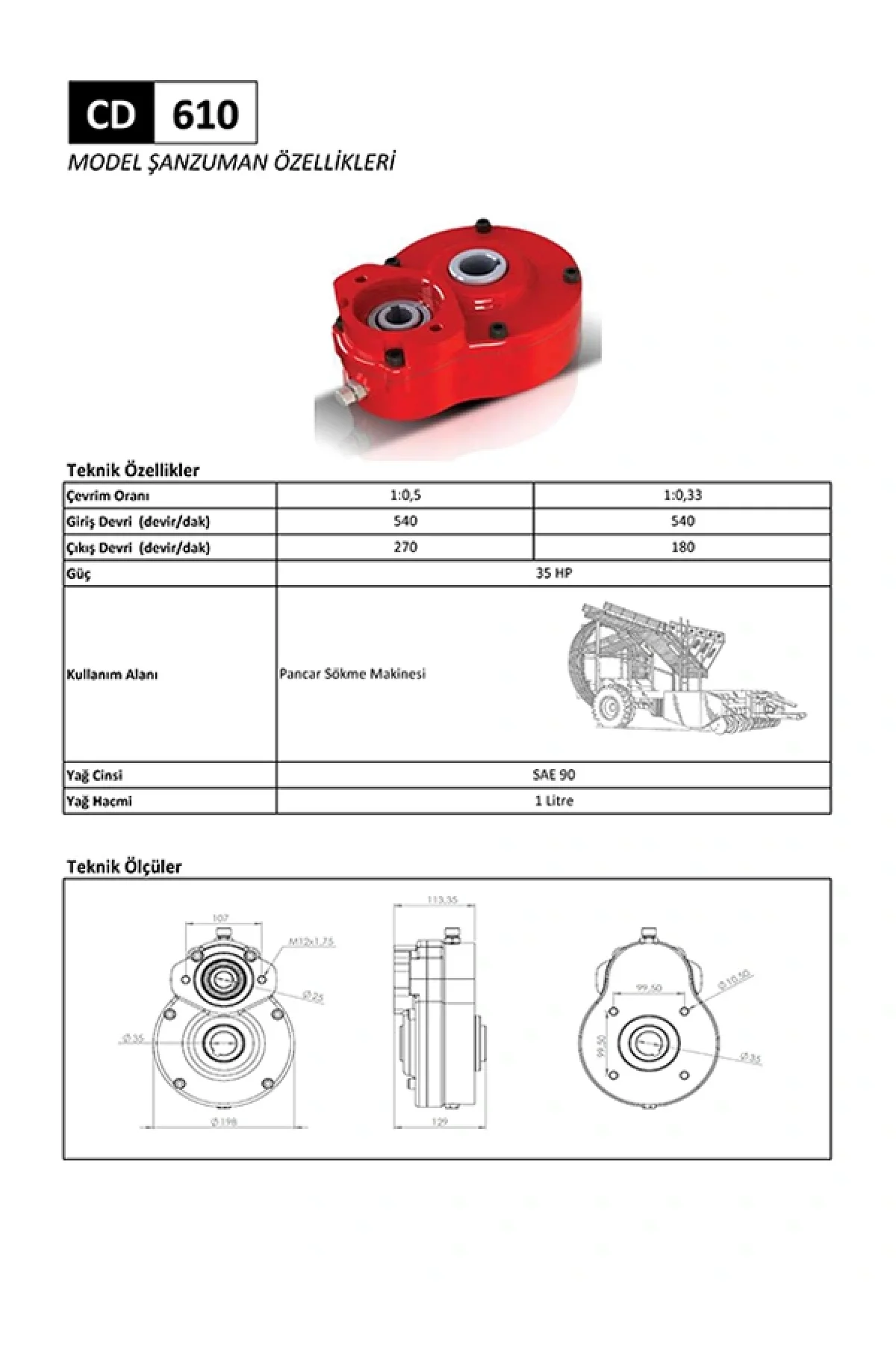 CD 610 Pancar Sökme Makinesi Şanzıman