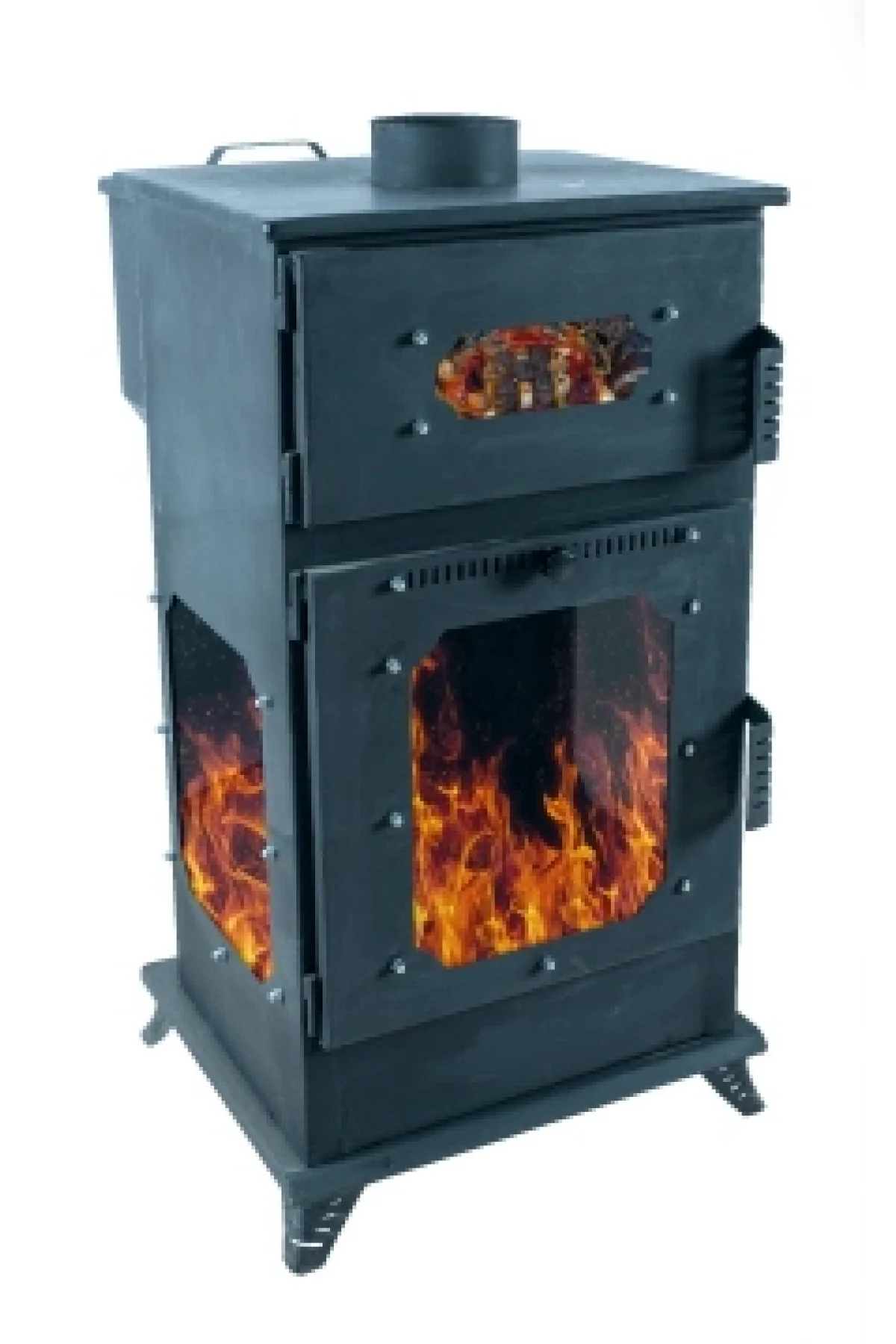 KO07 Kuzine Tip 3 Camlı Fırınlı Odunlu Pelet Soba