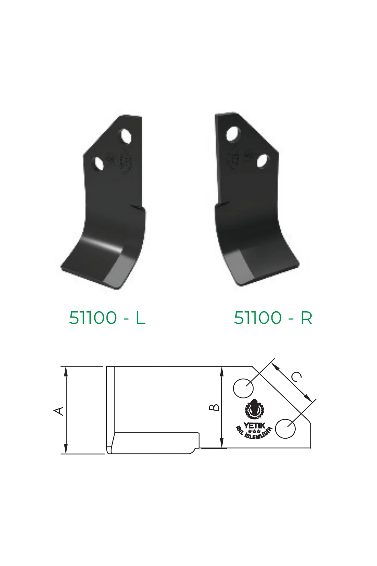Yetik Ara Çapa Bıçağı - Sönmez - Köylü - Özdöken - Özduman Uyumlu - Sağ ve Sol Takım (48 Adet)
