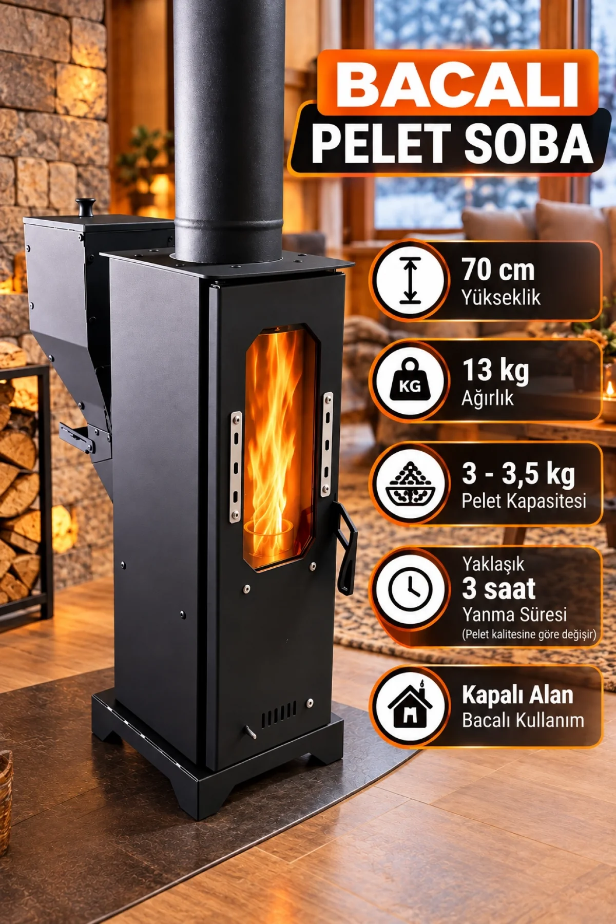 Ziraisepet Firebox Kapalı Alan Pelet Soba