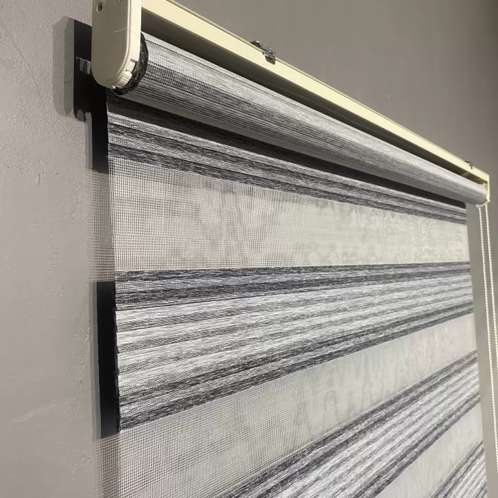 Gri - Antrasit Bambu Plise Zebra Perde