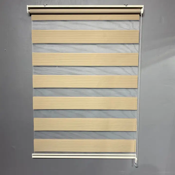 Koyu Krem Geniş Plise Zebra Perde