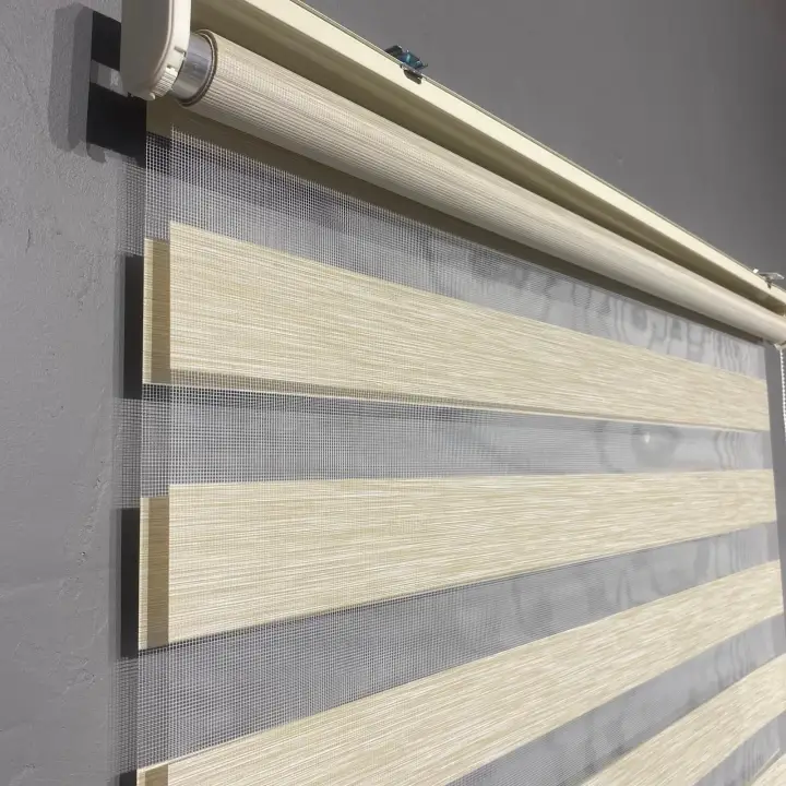 Krem Bambu Zebra Perde