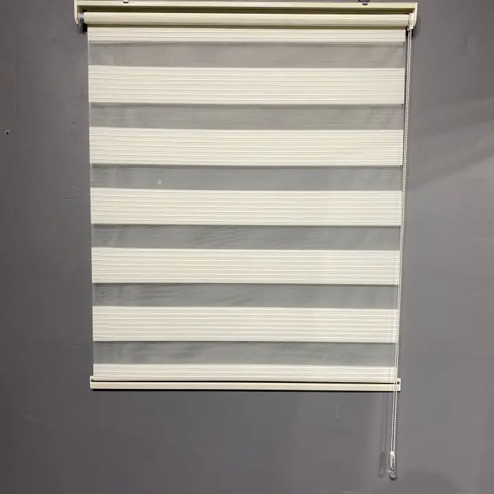 Krem Geniş Plise Zebra Perde